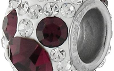 Disney Stainless Steel Mickey February Crystal Birthstone Bead Charm