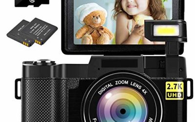 Digital Camera Vlogging Camera 30MP Full HD 2.7K Vlog Camera with Flip Screen 3 Inch Screen Vlog Camera for YouTube with 2 Batteries