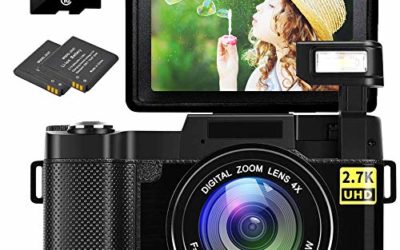 Digital Camera Vlogging Camera 30MP Full HD 2.7K Vlog Camera with Flip Screen 3 Inch Screen Vlog Camera for YouTube with 2 Batteries