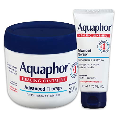 Aquaphor Healing Ointment – Variety Pack, Moisturizing Skin Protectant For Dry Cracked Hands, Heels and Elbows – 14 oz. jar + 1.75 oz. tube