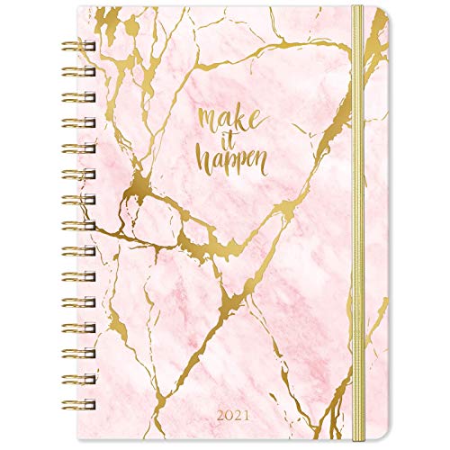 2021 Planner – Weekly Monthly Planner 2021 for January 2021 – December 2021, 6.4"x 8.5", Flexible Cover Planner with Elastic Closure, Coated Tabs, Inner Pocket