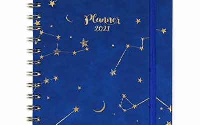 2021 Planner – Weekly & Monthly Planner with Tabs, 6.3" x 8.4", Jan. – Dec. 2021, Hardcover with Back Pocket + Thick Paper + Banded + Twin-Wire Binding – Constellation