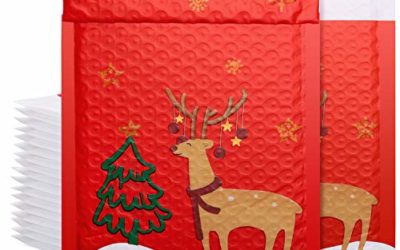 Metronic 25pcs Poly Bubble Mailers Christmas Reindeer 6×10 Inch Padded Envelopes #000 Bubble Lined Poly Mailer Self Seal The Lovely Reindeer