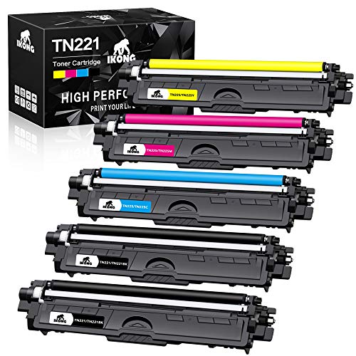 IKONG Compatible Toner Cartridge Replacement for Brother TN221 TN225 TN-221 TN-225 use with HL-3170CDW HL-3180CDW MFC-9130CW MFC-9330CDW MFC-9340CDW Printer (2 Black, 1 Cyan, 1 Magenta, 1 Yellow)