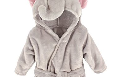 Hudson Baby Unisex Baby Plush Animal Face Robe, Pretty Elephant, One Size, 0-9 Months