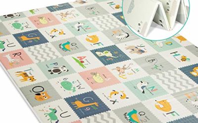 Baby Play Mat, 0.5inch Folding Baby Crawling Mat, Extra Large Waterproof Reversible Playmat Foam Non Toxic Anti-Slip Portable Kids Play Mat for Infant, Toddler and Children (Grey Packing)