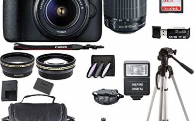 Canon EOS 4000D Digital SLR Camera w/ 18-55MM DC III Lens Kit (Black) with Accessory Bundle, Package Includes: SanDisk 32GB Card + DSLR Bag + 50’’ Tripod+ Inspire Digital Cloth (International Model)