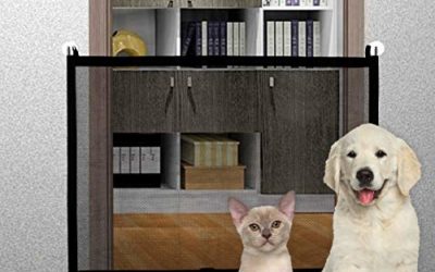 Pet Gate Baby Gate, LIUMY Indoor Outdoor Retractable Dog Gate, with Portable Folding Mesh Safety Gate, for The House Providing a Safe Enclosure to Play and Rest, Extends up to 40.4'' X 29.5 (Black)