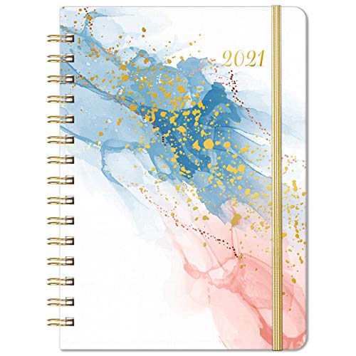 2021 Planner – Weekly Monthly Planner 2021 for January 2021 – December 2021, 6.4"x 8.5", Flexible Cover Planner with Elastic Closure, Coated Tabs, Inner Pocket