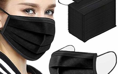 100PCS 3 ply black disposable face shield filter protection