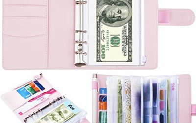 Pink A6 Binder and 12 Clear Envelopes, Budget Binder with Cash Envelopes for Budgeting, Mini Binder Pockets Cash Envelope Wallet, Small Binder Budget Planner Cash Envelope Binder with Budget Envelopes