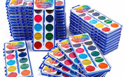 12 Colors Watercolor Paint Set Bulk, Pack of 30, Shuttle Art Watercolor Paint Set with Paint Brushes for Kids and Adults, Washable Paint for Classroom, Parties, Kindergarten and Art Activities