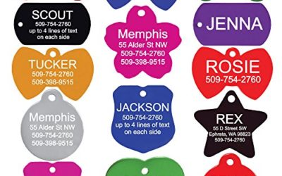 GoTags Pet ID Personalized Pet Tags for Dogs and Cats. Front & Backside Engraving and Sizes. Anodized Aluminum. Star Shape Regular.