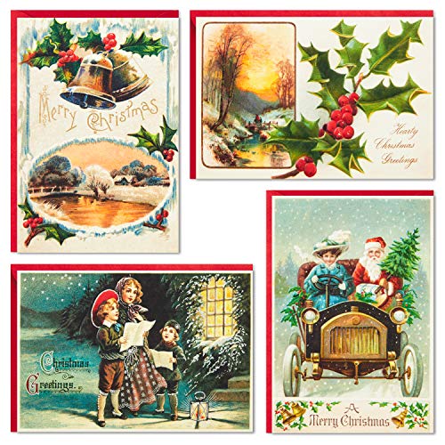 Hallmark Boxed Vintage Christmas Cards Assortment (12 Cards and Archival Book Organizer Box) (5XPX9480)