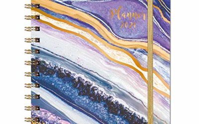 2021 Planner – Weekly & Monthly Planner with Tabs, 6.5" x 8.5", Hardcover with Thick Paper + Back Pocket + Banded, Twin-Wire Binding – Purple Gilding