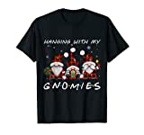 Hanging With Gnomies Gnome Christmas Xmas Buffalo Plaid Red T-Shirt