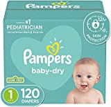 Diapers Newborn/Size 1 (8-14 lb), 120 Count – Pampers Baby Dry Disposable Baby Diapers, Super Pack