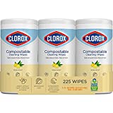 Clorox Compostable Cleaning Wipes – All Purpose Wipes – Simply Lemon, 75 Count (Pack of 3)