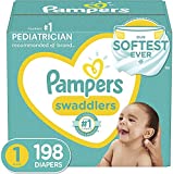Diapers Size 1 (8-14 lbs) Newborn, 198 Count – Pampers Swaddlers Disposable Baby Diapers, ONE MONTH SUPPLY (Packaging May Vary)