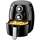Willz Compact Quick Cook Oil Free Electric Air Fryer with Time & Temperature Control, 2.6 Quart, 1200W, Black, WLAF03BK12