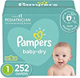 Diapers Newborn/Size 1 (8-14 lb), 252 Count – Pampers Baby Dry Disposable Baby Diapers, ONE MONTH SUPPLY