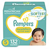 Diapers Size 5, 132 Count – Pampers Swaddlers Disposable Baby Diapers, ONE MONTH SUPPLY (Packaging May Vary)