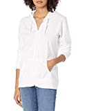 Hanes Women’s Jersey Full Zip Hoodie, White, XX-Large