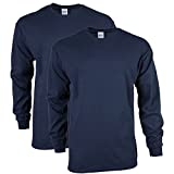 Gildan Men’s Ultra Cotton Long Sleeve T-Shirt, Style G2400, Multipack, Navy (2-Pack), 2X-Large
