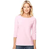 Hanes Women’s Stretch Cotton Raglan Sleeve Tee, Paleo Pink, Large