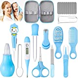 Baby Grooming Kit 20 in 1 Portable Baby Safety Care Set Newborn Nursery Health Care Set Include Hair Brush Comb Nail Clipper Nasal Aspirator Baby Thermometer for Infant Toddlers Kids Keep Clean (Blue)