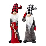 S-DEAL Christmas Gnomes Buffalo Plaid Plush Scandinavian Tomte Nordic Figurine Swedish Yule Santa Holiday Decorations Winter Table Ornament Set of 2