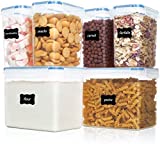 Vtopmart Airtight Food Storage Containers 6 Pieces – Plastic PBA Free Kitchen Pantry Storage Containers for Sugar,Flour and Baking Supplies – Dishwasher Safe – 24 Labels