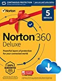 Norton 360 Deluxe (2022 Ready) Antivirus software for 5 Devices with Auto Renewal – Includes VPN, PC Cloud Backup & Dark Web Monitoring [Download]