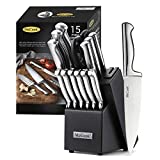 McCook MC21 Knife Sets,15 Pieces German Stainless Steel Knife Block Sets with Built-in Sharpener
