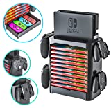 Skywin Game Storage Tower for Nintendo Switch – Nintendo Switch Game Holder Game Disk Rack and Controller Organizer Compatible with Nintendo Switch and Accessories