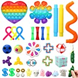 Fidget Pack, 35pcs Fidget Toys Set with Popping Fidget Sensory Toys for Kids and Adults Simple Fidget Stress Relief Kit Gift for Party Classroom Christmas Stocking