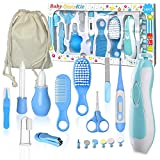 Baby Healthcare and Grooming Kit, 18 in 1 Deluxe Portable Newborn Nursery Health Care Kit Baby Essentials W/Baby Electric Nail Trimmer Set, Baby Thermometer, Medicine Dispenser, Baby Comb, etc (Blue)