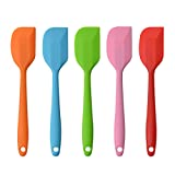 Silicone Spatulas, 8.5 inch Small Rubber Spatula Seamless One Piece Design Heat Resistant Non-Stick Flexible Scrapers Baking Mixing Tool (5 Pieces)