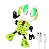 Sopu Rechargeable Robot Toys for Christmas Stocking Stuffers, Metal Mini Talking Robot with Repeats Waht You Say, Colorful LED Lights and Cool Sounds Interactive Toy for Boys Girls Adults Gift (Green)