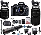 Ultimate Deals Canon EOS 4000D Rebel T100 DSLR Camera with 18-55mm is II Lens Bundle + Canon EF 75-300mm f4-5.6 III Lens and 500mm Preset Lens + 32GB Memory + Professional Bundle +TOP KNOTCH Cloth