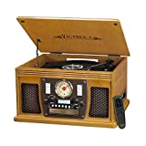 Victrola 8-in-1 Bluetooth Record Player & Multimedia Center, Built-in Stereo Speakers – Turntable, Wireless Music Streaming, Real Wood | Oak