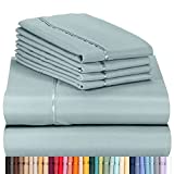 LuxClub 6 PC Sheet Set Bamboo Sheets Deep Pockets 18″ Eco Friendly Wrinkle Free Sheets Machine Washable Hotel Bedding Silky Soft – Light Teal Queen