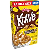 Kellogg’s Krave Breakfast Cereal, 7 Vitamins and Minerals, Kids Snacks, Family Size, Chocolate Chip Cookie Dough, 16.7oz Box (1 Box)