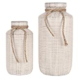 TERESA’S COLLECTIONS Ceramic Decorative Vase, Rustic Farmhouse Vases for Home Decor, Table, Mantel, Living Room Decoration, 11 inch, Set of 2