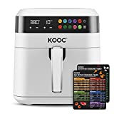 [NEW LANUCH] KOOC XL Large Air Fryer, 6.5 Quart Electric Air Fryer Oven, Free Cheat Sheet for Quick Reference, 1700W, LED Touch Digital Screen, 10 in 1, Customized Temp/Time, Nonstick Basket, White