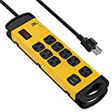 Power Strip with USB,CRST Heavy Duty Surge Proector Metal Power Strip15 Amps, 9-Foot Long Cord 1800 Joules for Home, Kitchen, Office, School, ETL Listed (8-Outlet 2 USB, Yellow Black)