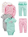 Simple Joys by Carter’s Baby Girls’ 6-Piece Bodysuits (Short and Long Sleeve) and Pants Set, Mint Green/Pink/Grey, 3-6 Months