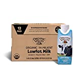 Organic Valley 1% Lowfat Shelf Stable Milk, Resealable Cap, 8 Oz, Pack of 12