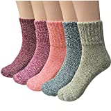 5 Pairs Womens Wool Socks Thick Knit Warm Winter Socks for Women Cozy Comfy Socks Gifts