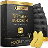 24K Gold Eye Mask– 20 Pairs – Puffy Eyes and Dark Circles Treatments – Look Less Tired and Reduce Wrinkles and Fine Lines Undereye, Revitalize and Refresh Your Skin